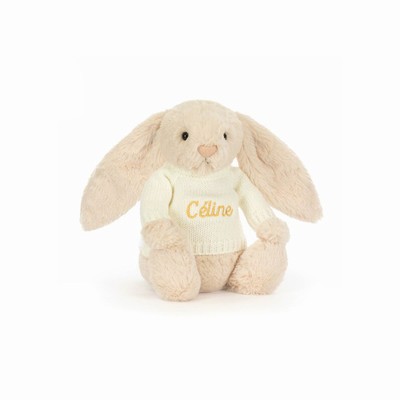 Jellycat Bashful Luxe Bunny Willow with Cream Jumper USA | 53264ZSPQ